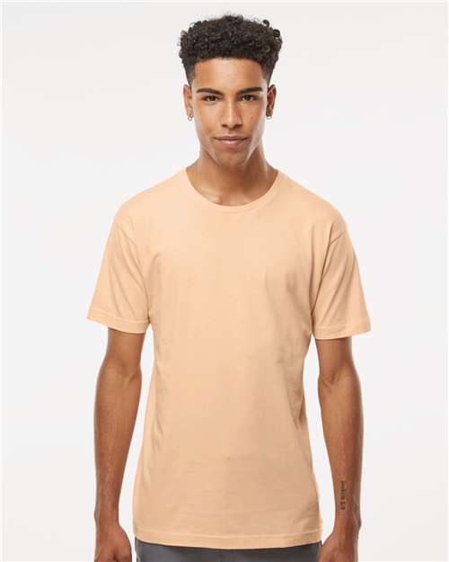 LAT 6901 Unisex Fine Jersey Tee - Peachy - model front