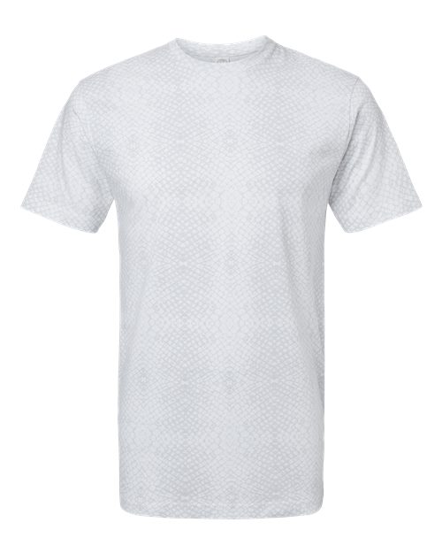 LAT 6901 Unisex Fine Jersey Tee - White Reptile - front