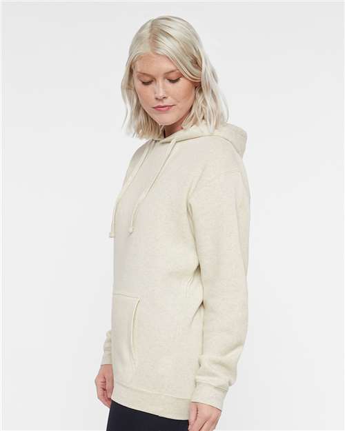 LAT 6926 Unisex Elevated Fleece Hoodie Sweatshirt - Natural Heather - model side