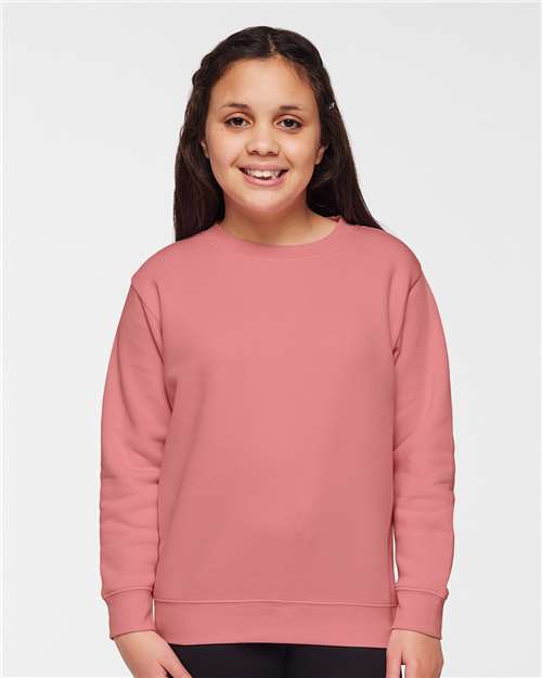 LAT 2225 Youth Crewneck Sweatshirt - Mauvelous - model front
