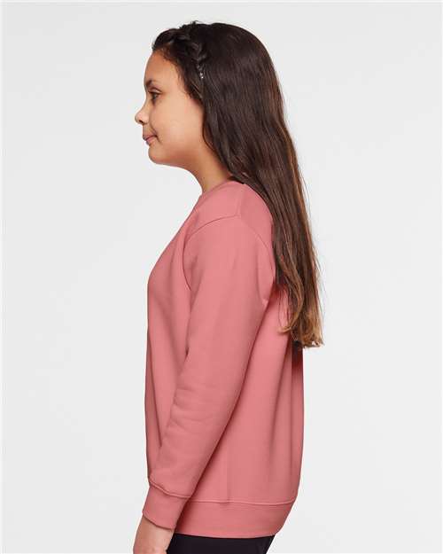 LAT 2225 Youth Crewneck Sweatshirt - Mauvelous - model side