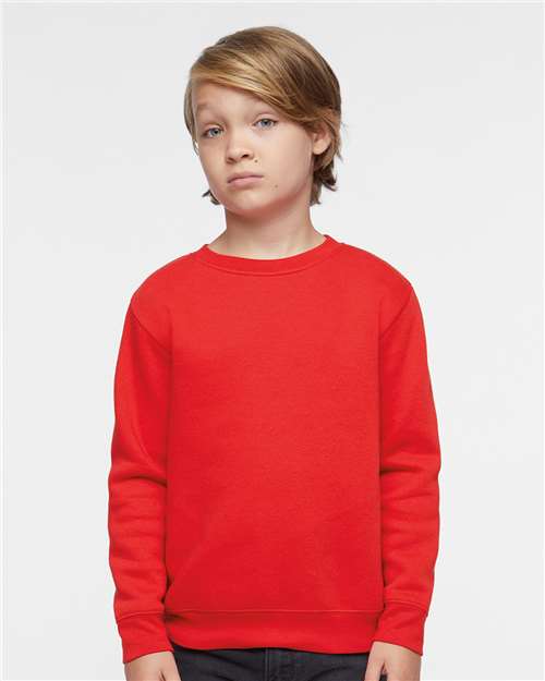 LAT 2225 Youth Crewneck Sweatshirt - Red - model front