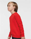 LAT 2225 Youth Crewneck Sweatshirt - Red - model side