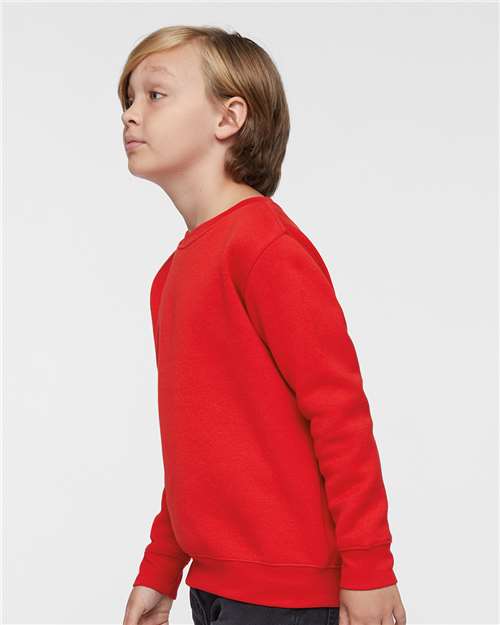 LAT 2225 Youth Crewneck Sweatshirt - Red - model side