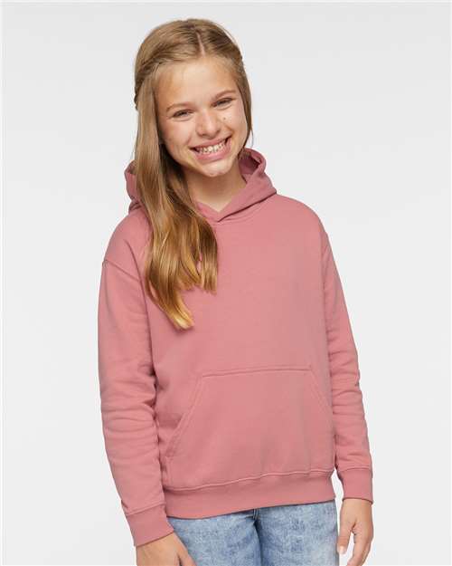 LAT 2296 Youth Hoodie Sweatshirt - Mauvelous - model front