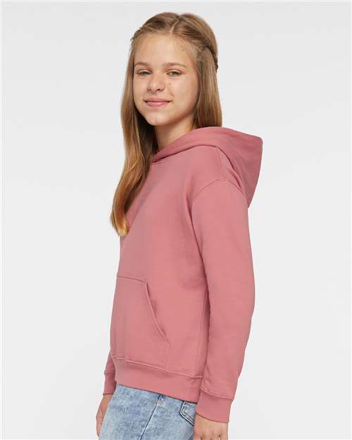 LAT 2296 Youth Hoodie Sweatshirt - Mauvelous - model side