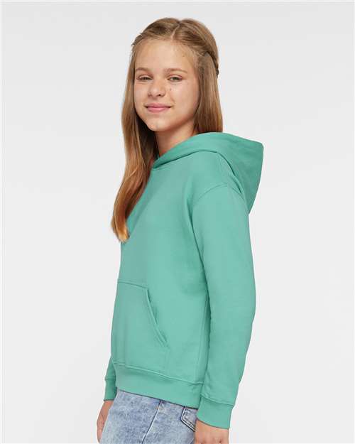 LAT 2296 Youth Hoodie Sweatshirt - Saltwater - model side