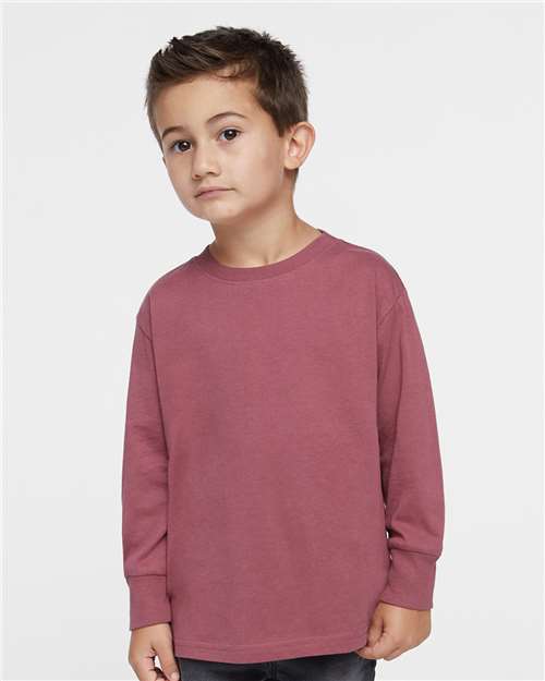 Rabbit Skins 3302 Toddler Fine Jersey Long Sleeve Tee - Rouge - model front