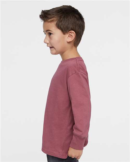 Rabbit Skins 3302 Toddler Fine Jersey Long Sleeve Tee - Rouge - model side