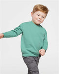 Rabbit Skins 3317 Toddler Fleece Crewneck Sweatshirt - Saltwater - model front
