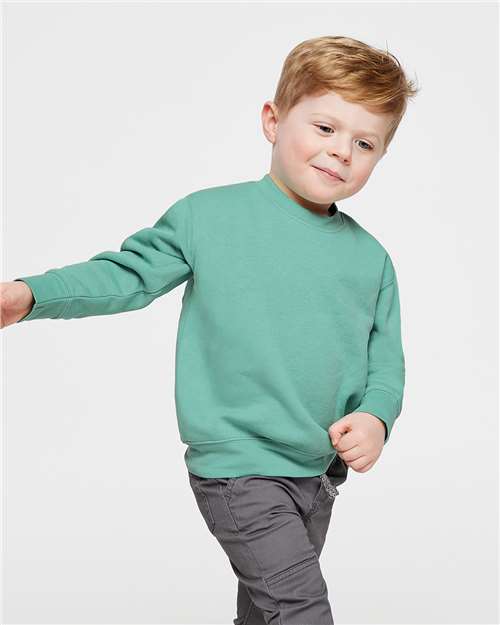 Rabbit Skins 3317 Toddler Fleece Crewneck Sweatshirt - Saltwater - model front
