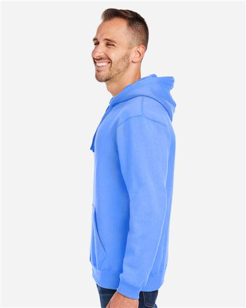 J. America 8824 Men's Premium Hooded Sweatshirt - Carolina Blue - model side