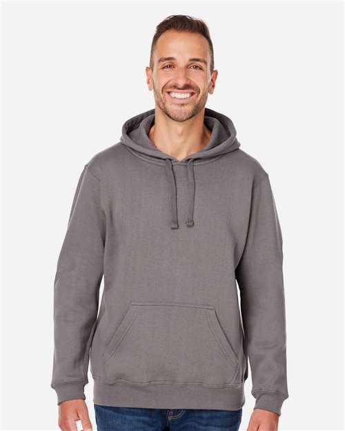 J. America 8824 Men's Premium Hooded Sweatshirt - Fossil - model front