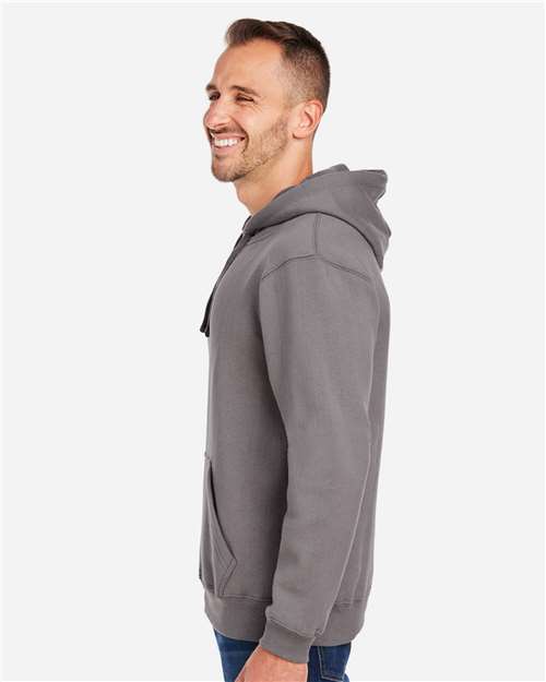 J. America 8824 Men's Premium Hooded Sweatshirt - Fossil - model side