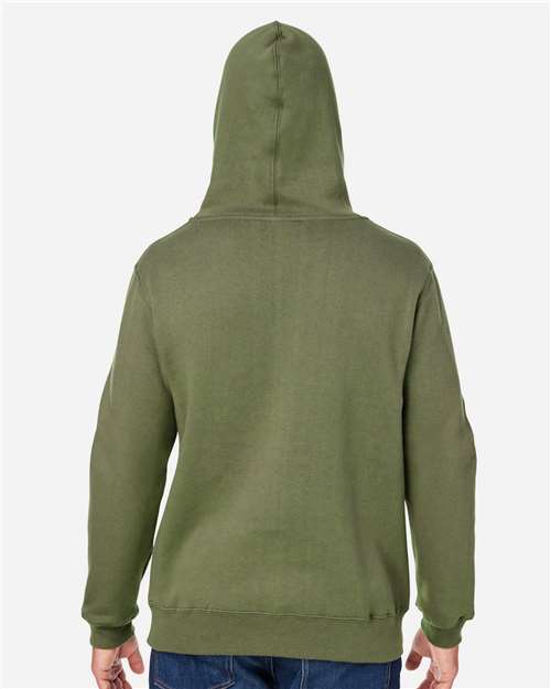 J. America 8824 Men's Premium Hooded Sweatshirt - Military Green - model back