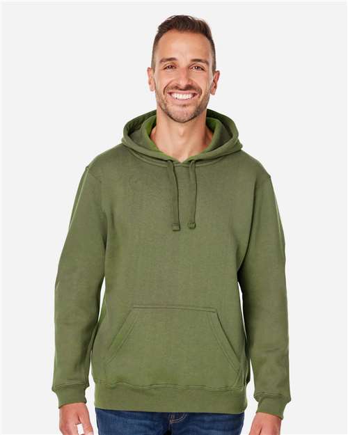 J. America 8824 Men's Premium Hooded Sweatshirt - Military Green - model front