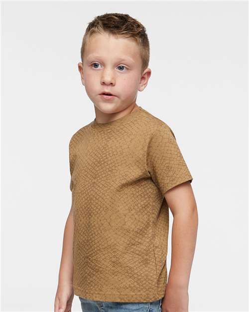 Rabbit Skins 3321 Toddler Fine Jersey Tee - Brown Reptile - model side