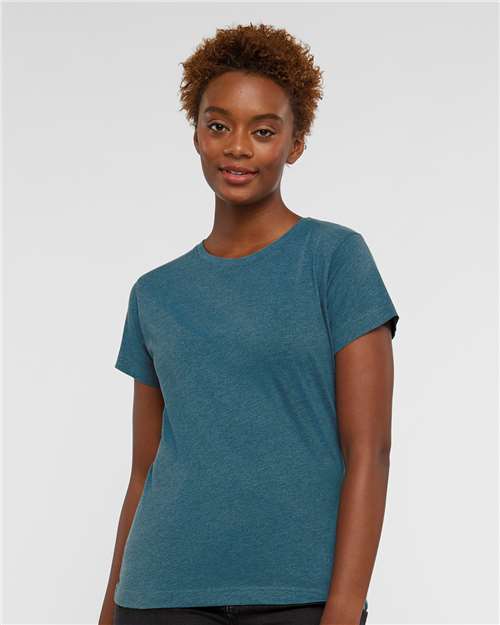 LAT 3516 Women's Fine Jersey Tee - Bermuda Blackout - model front