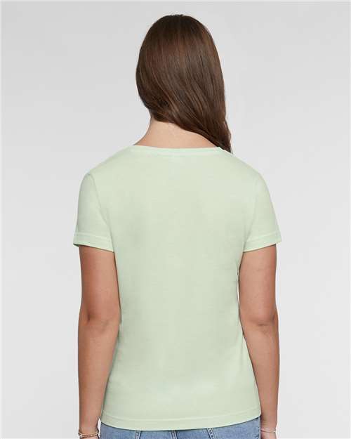 LAT 3516 Women's Fine Jersey Tee - Honeydew - model back