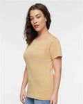 LAT 3516 Women's Fine Jersey Tee - Latte - model side