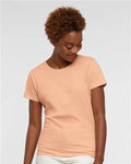 LAT 3516 Women's Fine Jersey Tee - Peachy - model front