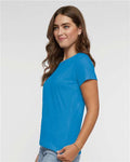 LAT 3516 Women's Fine Jersey Tee - Tradewind - model side