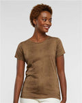 LAT 3516 Women's Fine Jersey Tee - Brown Reptile - model front