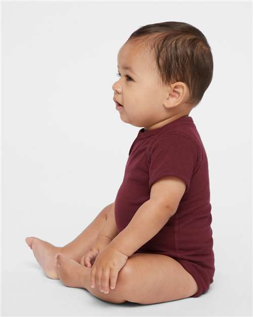 Rabbit Skins 4424 Infant Fine Jersey Bodysuit - Maroon - model side