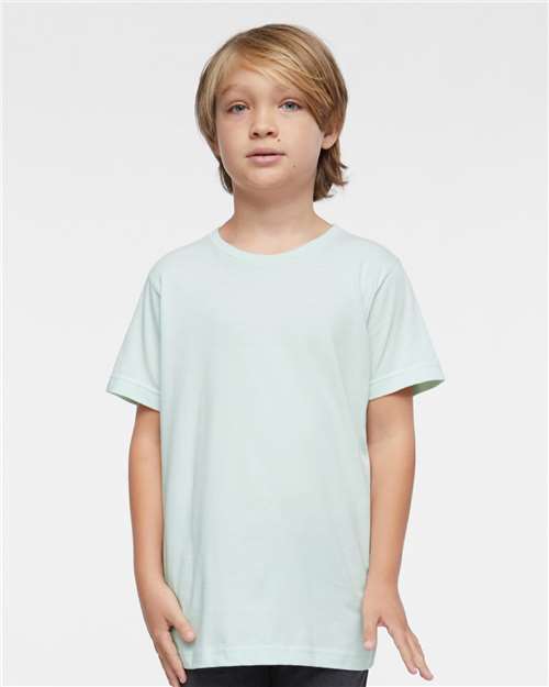 LAT 6101 Youth Fine Jersey Tee - Honeydew - model front