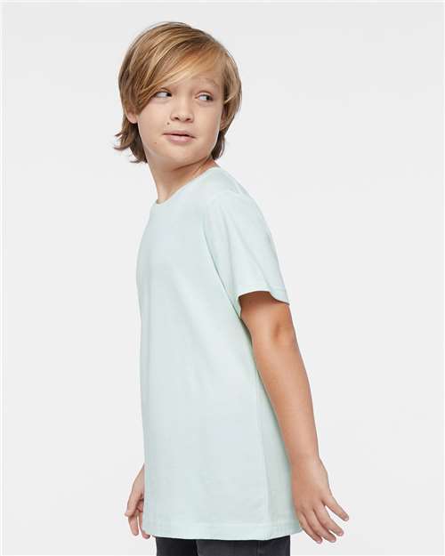LAT 6101 Youth Fine Jersey Tee - Honeydew - model side