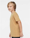 LAT 6101 Youth Fine Jersey Tee - Latte - model side