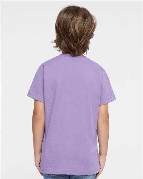 LAT 6101 Youth Fine Jersey Tee - Lavender - model back