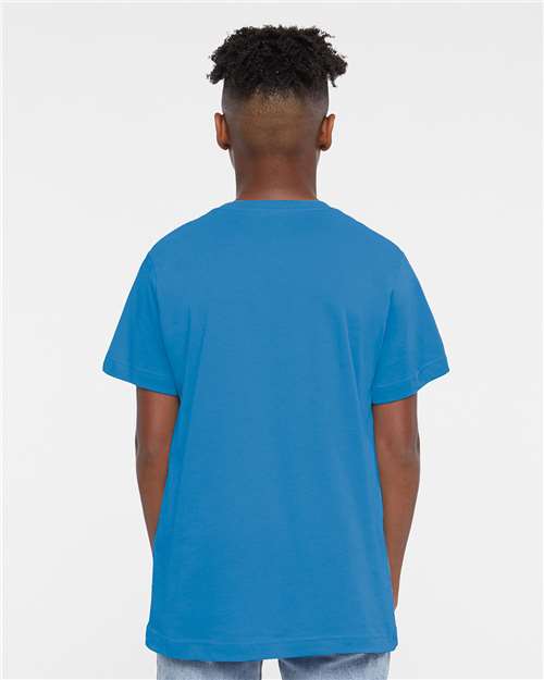 LAT 6101 Youth Fine Jersey Tee - Tradewind - model back
