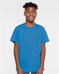 LAT 6101 Youth Fine Jersey Tee - Tradewind - model front