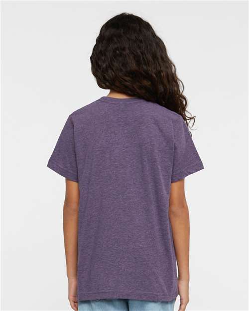 LAT 6101 Youth Fine Jersey Tee - Wisteria Blackout - model back
