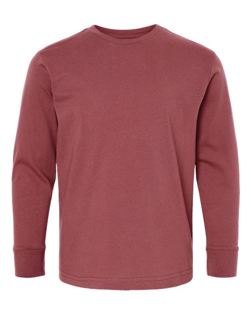 LAT 6201 Youth Fine Jersey Long Sleeve Tee - Rouge - front