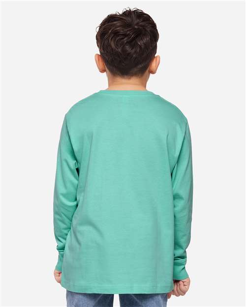 LAT 6201 Youth Fine Jersey Long Sleeve Tee - Saltwater - model back