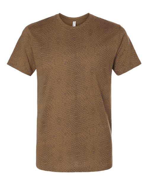 LAT 6901 Unisex Fine Jersey Tee - Brown Reptile - front