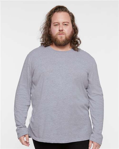 LAT 6918 Unisex Fine Jersey Long Sleeve Tee - Heather - model front