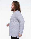 LAT 6918 Unisex Fine Jersey Long Sleeve Tee - Heather - model side