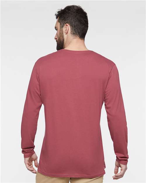 LAT 6918 Unisex Fine Jersey Long Sleeve Tee - Rouge - model back