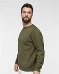 LAT 6925 Unisex Elevated Fleece Crewneck Sweatshirt - Military Green - model side