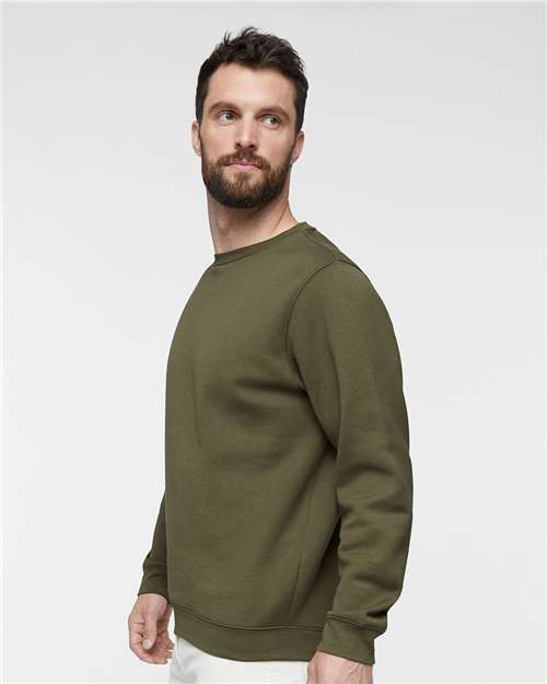 LAT 6925 Unisex Elevated Fleece Crewneck Sweatshirt - Military Green - model side