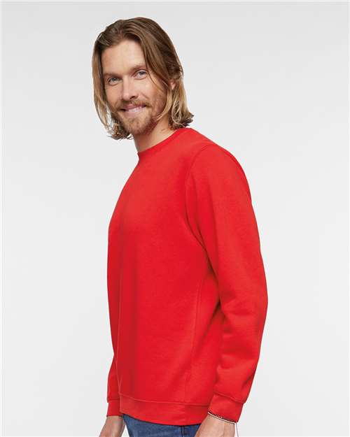 LAT 6925 Unisex Elevated Fleece Crewneck Sweatshirt - Red - model side