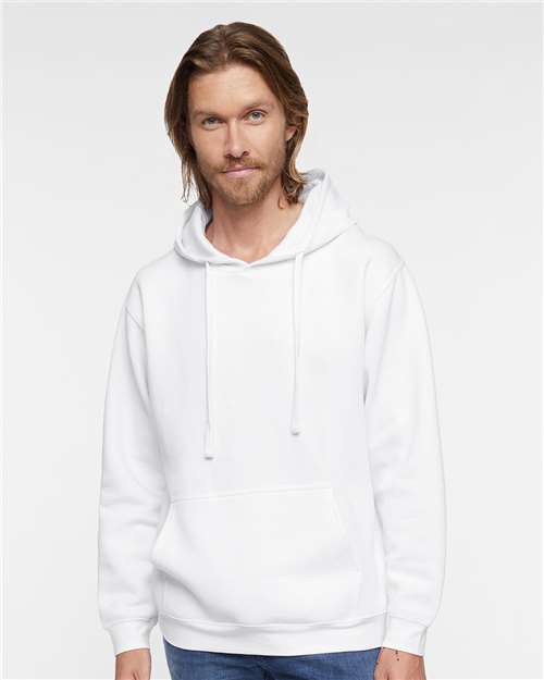 LAT 6926 Unisex Elevated Fleece Hoodie Sweatshirt - White - model front