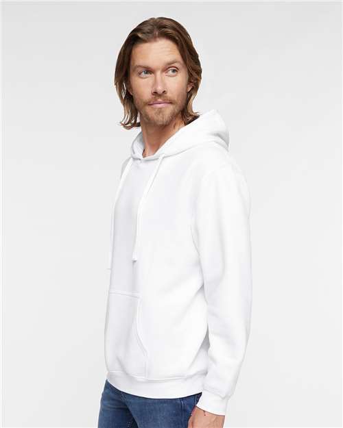 LAT 6926 Unisex Elevated Fleece Hoodie Sweatshirt - White - model side