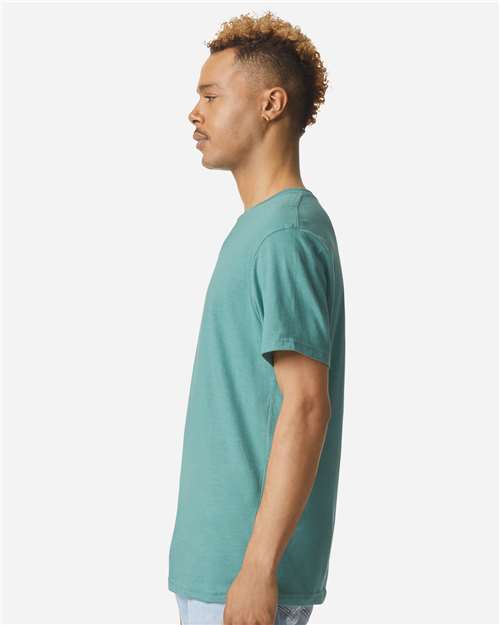American Apparel 2006CVC Unisex CVC V-Neck Tee - Heather Arctic - model side
