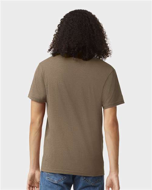 American Apparel 2006CVC Unisex CVC V-Neck Tee - Heather Army - model back