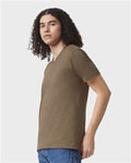 American Apparel 2006CVC Unisex CVC V-Neck Tee - Heather Army - model side