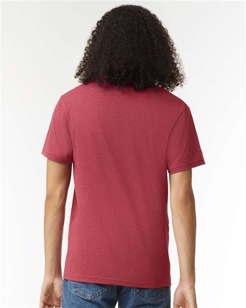 American Apparel 2006CVC Unisex CVC V-Neck Tee - Heather Cardinal - model back